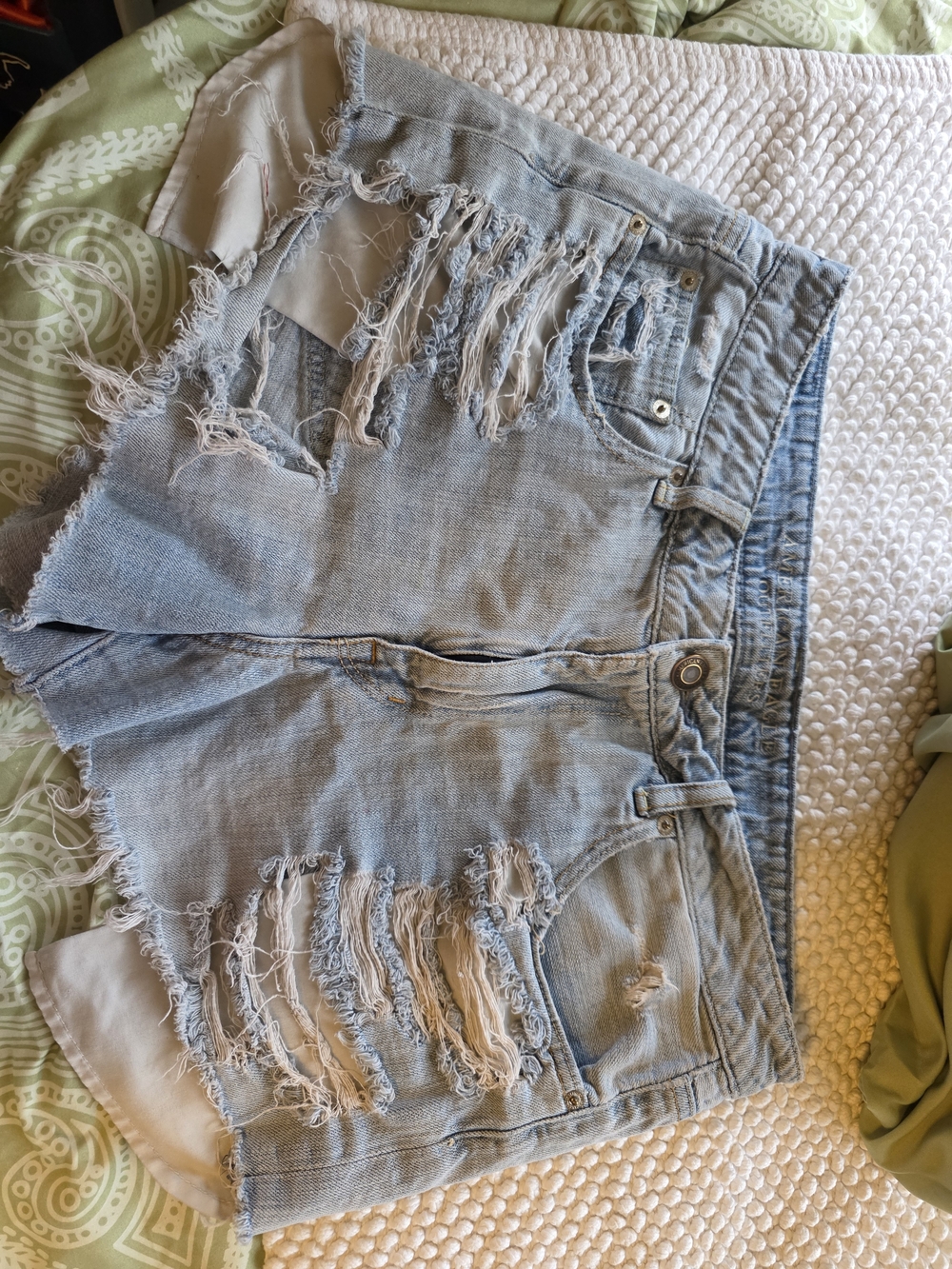 American Eagle Light Wash Distressed Denim Cutoff Shorts